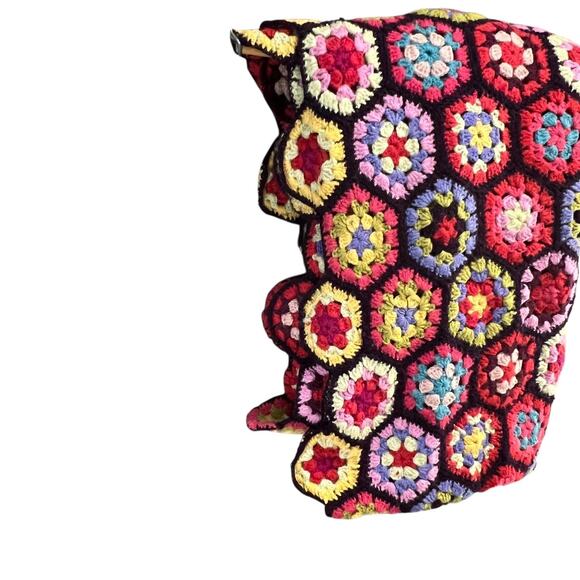 Kaffe Fassett Pine Cone Hill Wool Crochet Granny Hexagon Afghan Throw Blanket - Picture 6 of 11